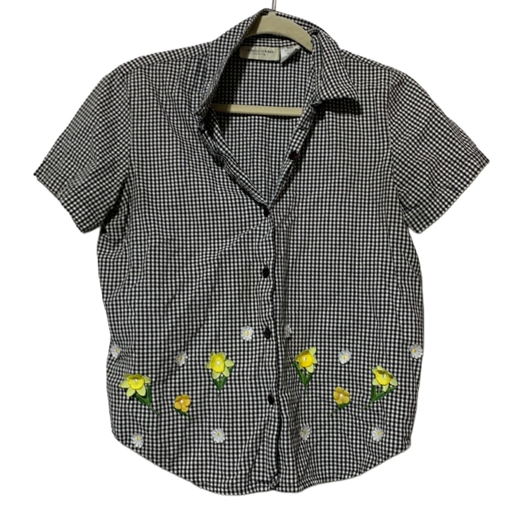 Vintage Black and White Checkered Button Down Shirt